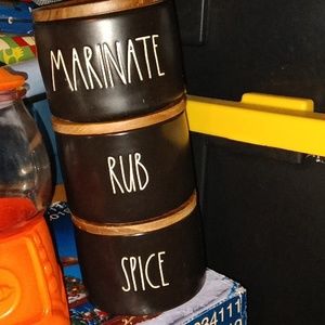 Black Rae Dunn Marinate,Rub ,Spice sets